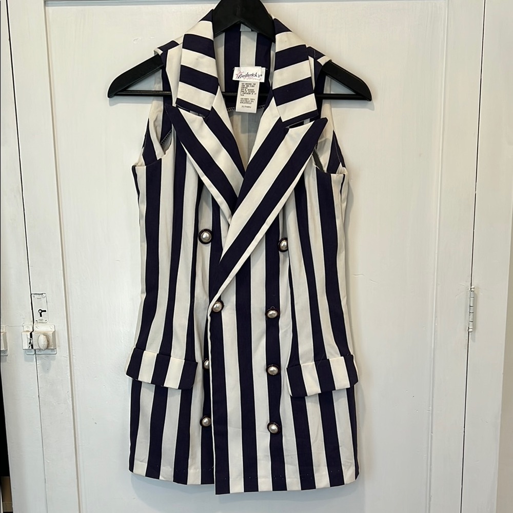 Elizabeth and James Navy and White Striped Button Down Shirt